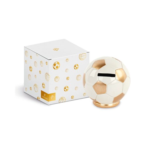 Salvadanaio Pallone Bianco-Oro C/Scatola D.80xH.85MM - Cupido&Co.