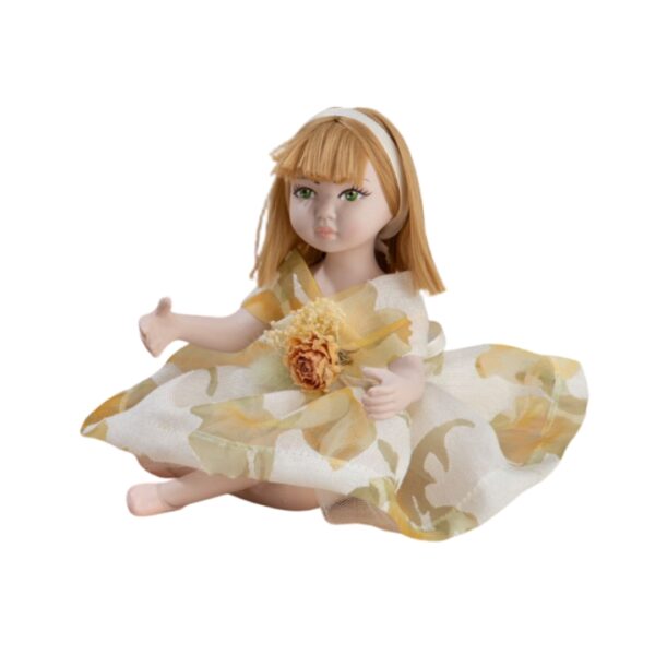 Bambola Grande Gialla In Organza A Fiori C/Scatola