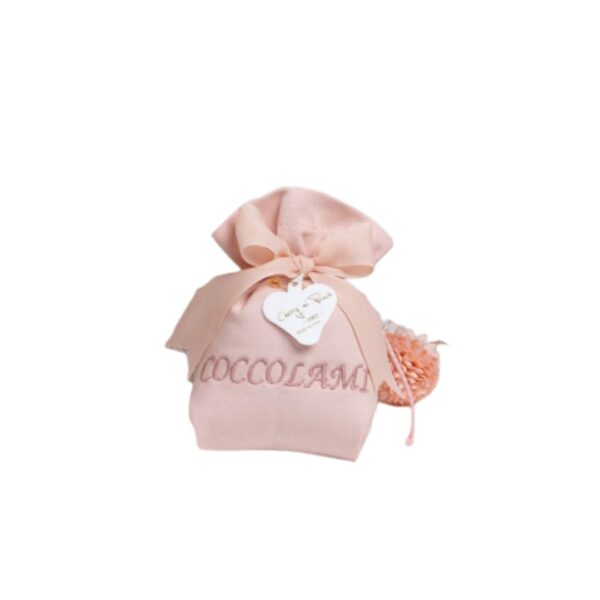 Sacchetto Semplice Cotone Rosa C/Ricamo "Coccolami"