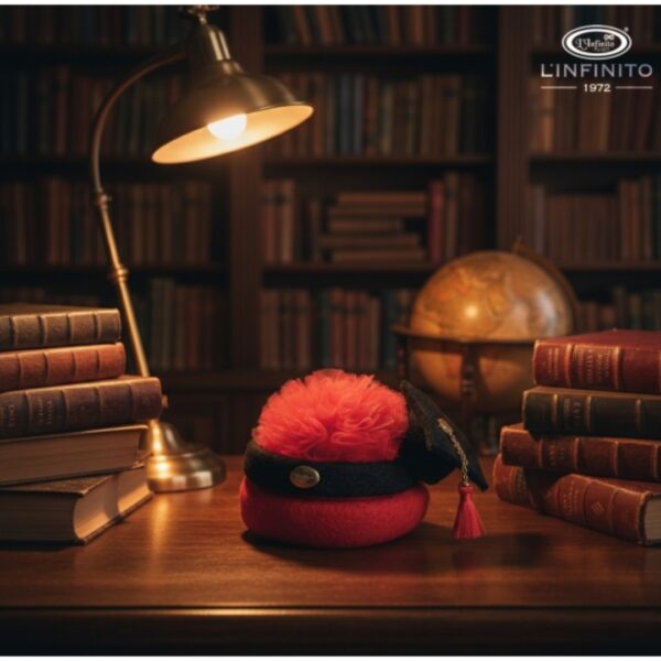 Mini Pouf Laurea in Pannolenci Rosso – L’Infinito 1972