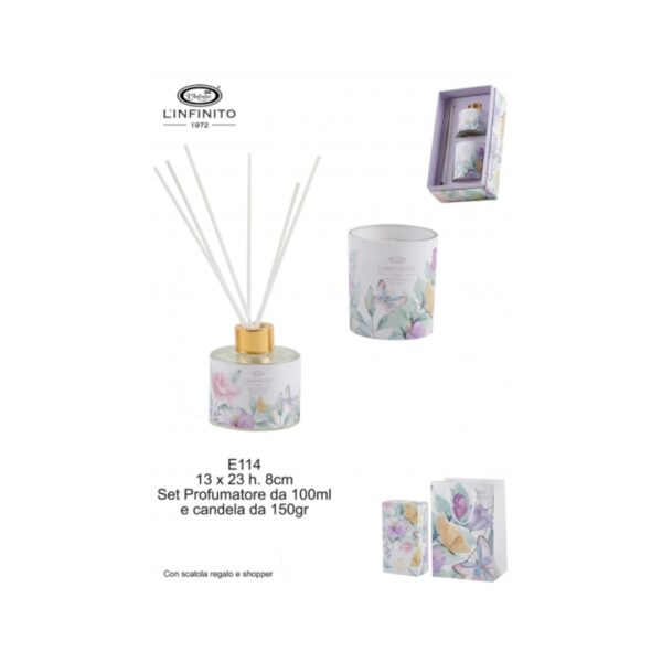 Set Candela e Diffusore “Fiori Aquarel” – L’Infinito 1972