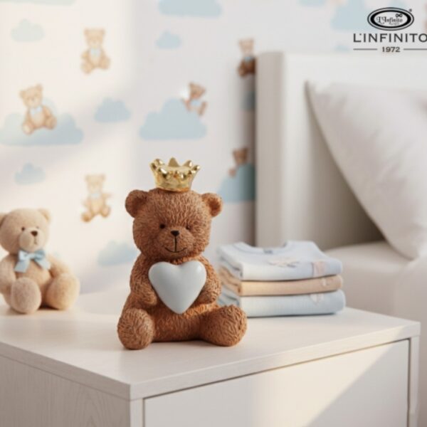 Orsetto Teddy Brown C/Cuore Celeste e Corona Dorata – L’Infinito 1972