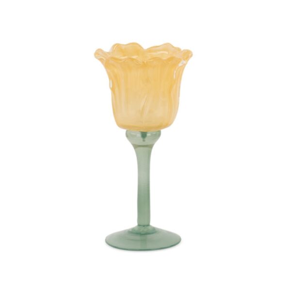 Portacandela in Vetro Tulipano Giallo - TONOsuTONO