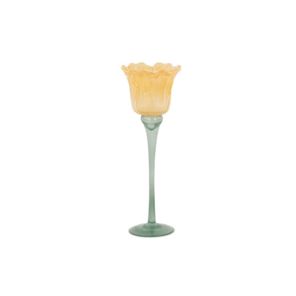 Portacandela Vetro Tulipano Giallo Ø100xH275MM - TONOsuTONO