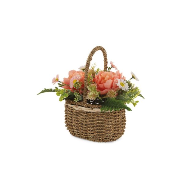 Cestino C/Peonie Pesca 300x200x300MM - TONOsuTONO