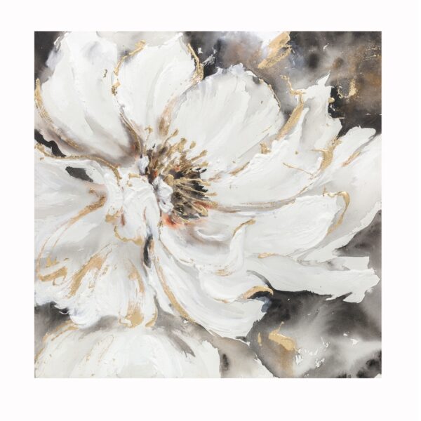 Quadro Fiore Bianco e Oro 90x90 cm