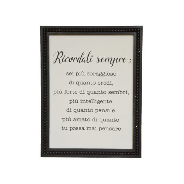 Quadro Targa "Ricordati Sempre" con Cornice Perlata